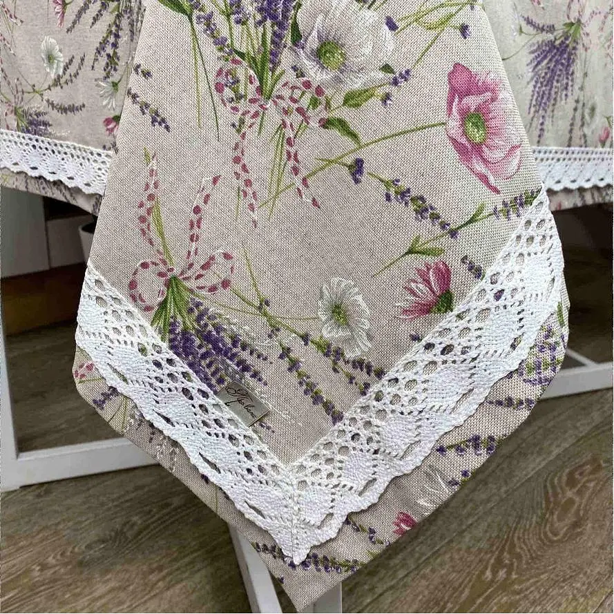 Скатерть Прованс Grosso с кружевом 85х85 см сиреневая (17539) - фото 3