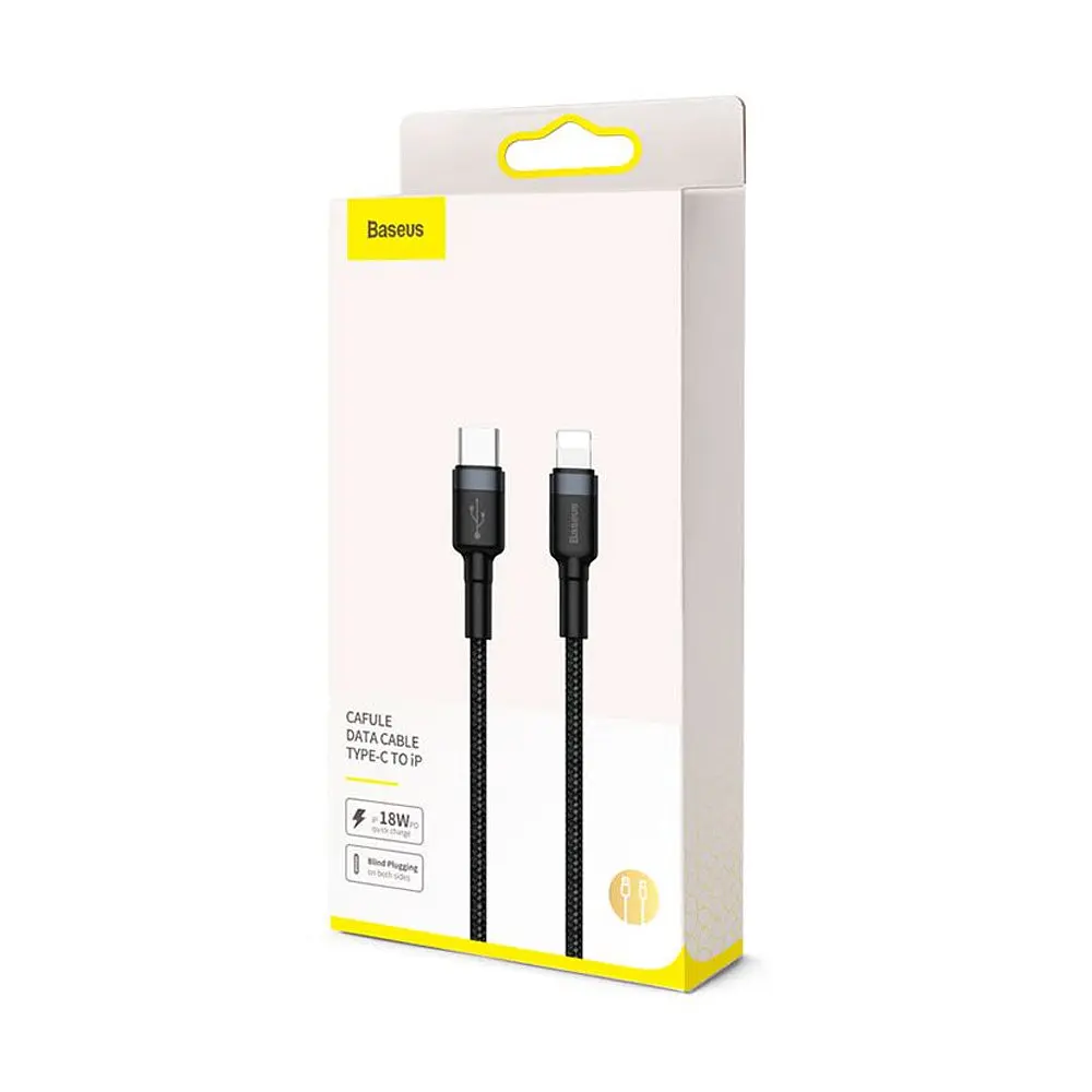 Кабель Baseus Cafule Cable Type-C to lightning PD 18W 1 м Сірий+Чорний - фото 2