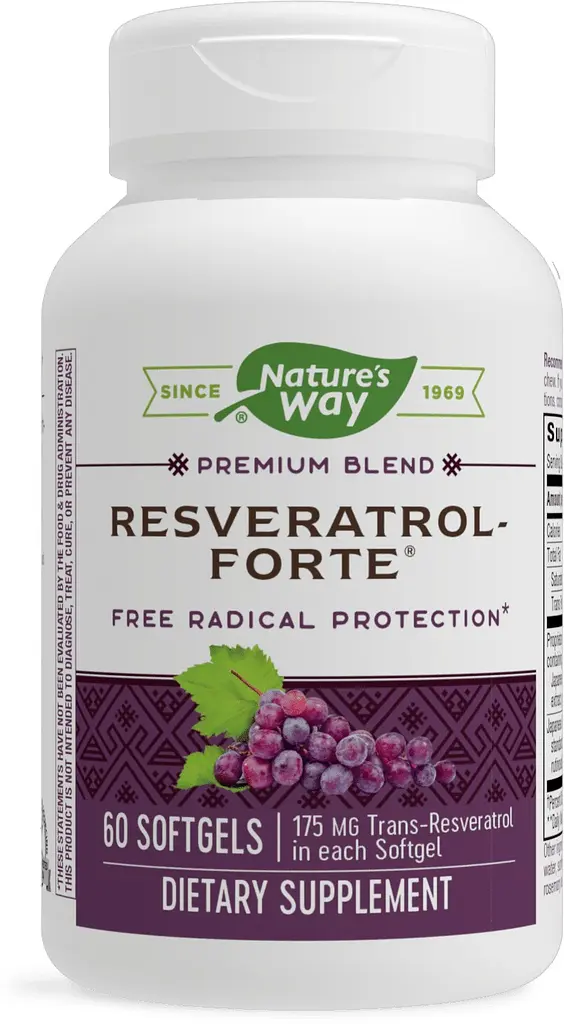 Ресвератрол-Форте, Resveratrol~Forte, 175 мг, 60 гелевих капсул Nature's Way vit0003326