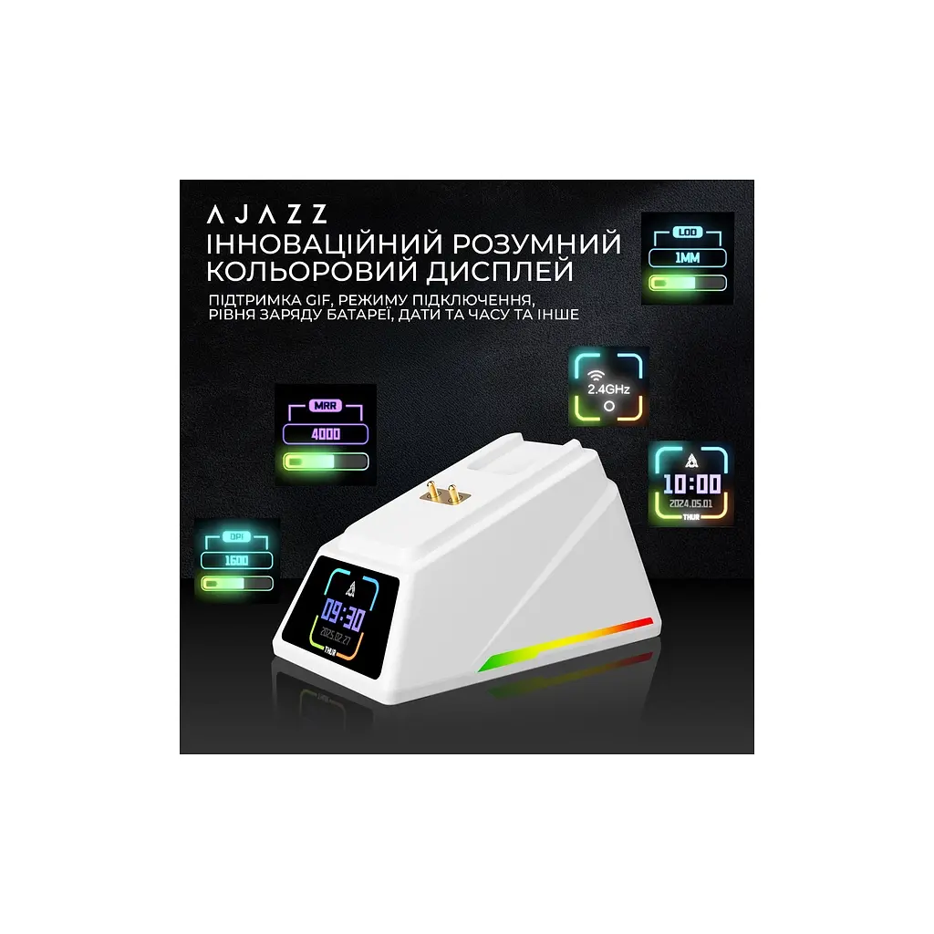 Мишка Ajazz AJ159 APEX Wireless/Bluetooth/USB White (AJM159-A-W) - фото 12