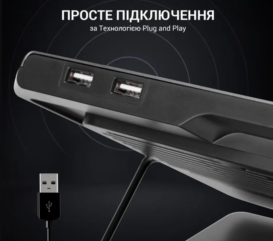 Охолоджувальна підставка для ноутбука GamePro GPCP-1540 RGB 2xUSB 3xfans до 17 дюймів - фото 6