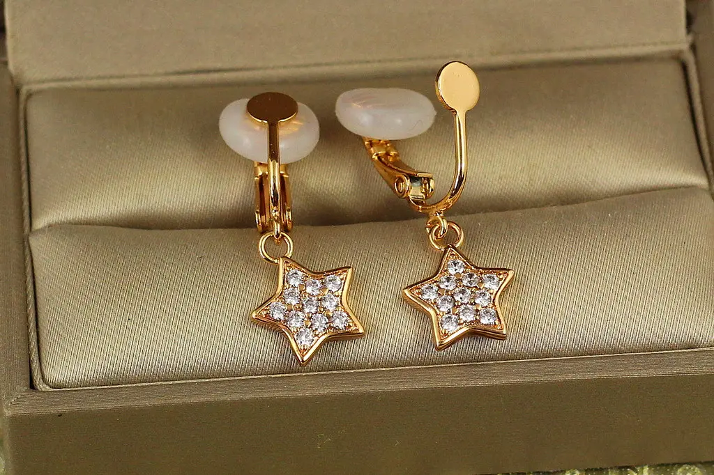 Сережки кліпси Xuping Jewelry зірочки 3 см золотисті - фото 2
