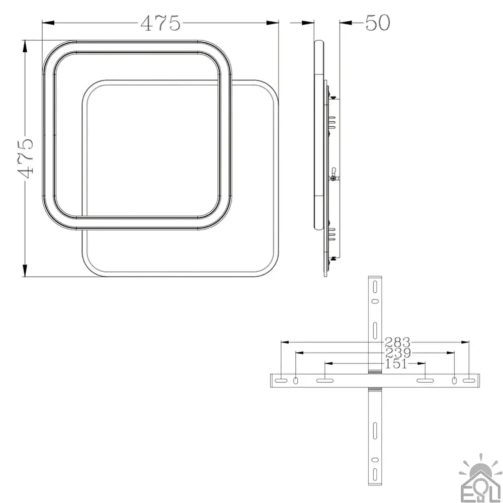 Керована світлодіодна люстра STANDART 80W 2S-ON/OFF-475х475х50-WHITE ESLLSE - фото 7