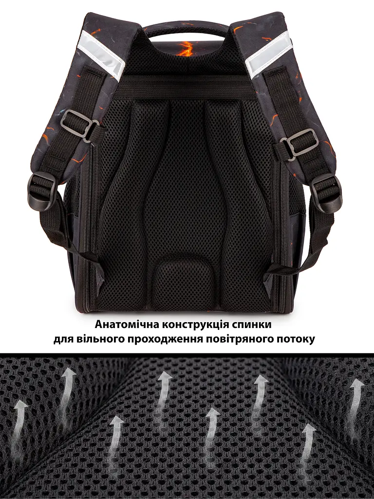 Ортопедический школьный рюкзак (ранец) School Standard 6 в 1 для мальчика 570 гр 14,5 литров Черный с оранжевым - фото 8