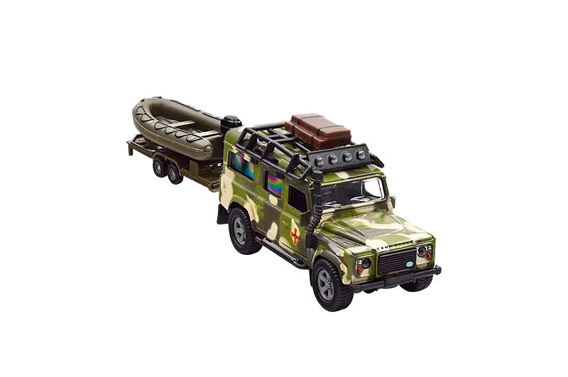 Іграшкова машинка позашляховик Land Rover Defender Мілітарі з причепом та човном 520191.270 TechnoDrive - фото 3