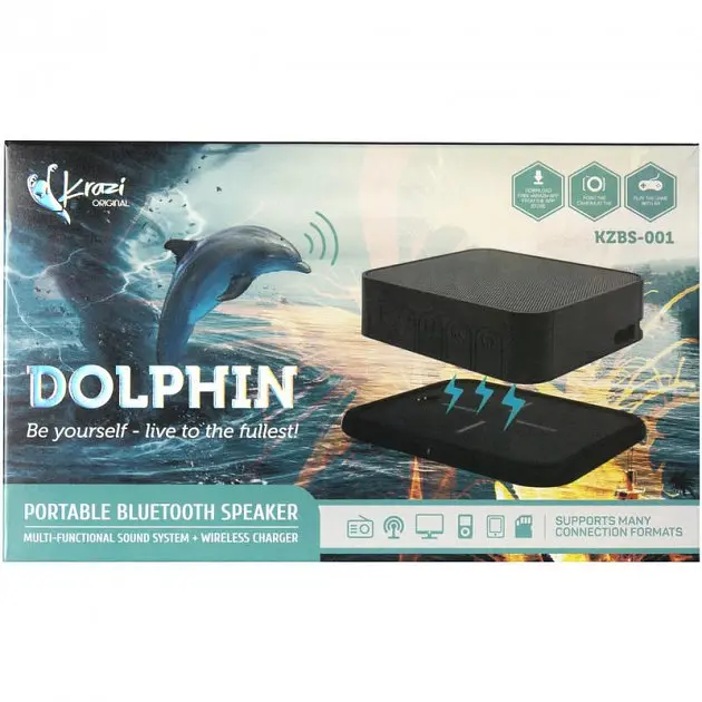 Портативна Bluetooth колонка Krazi Dolphin KZBS-001 Black + (Wireless Charging) Бездротова зарядка - фото 4