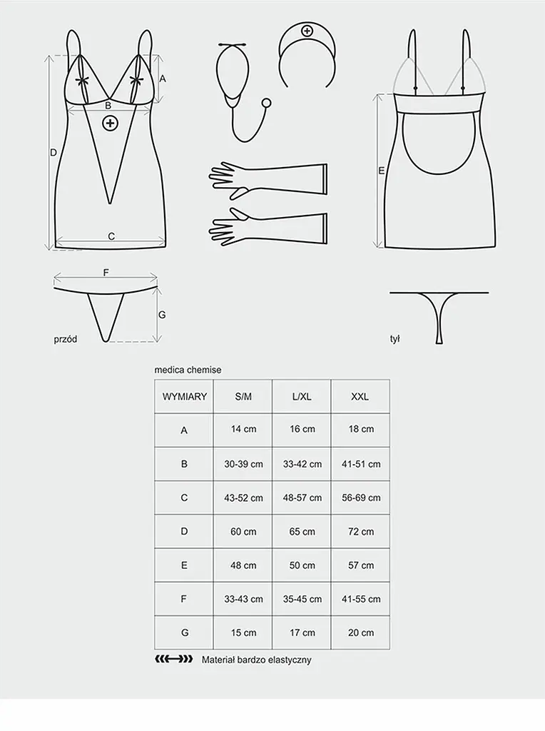 Еротичний костюм Obsessive Medica L/XL білий - фото 4