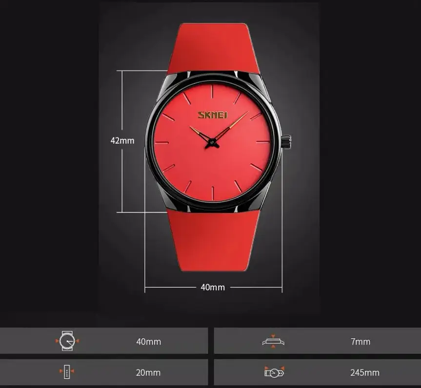 Наручний класичний годинник Skmei 1601S червоний - фото 3