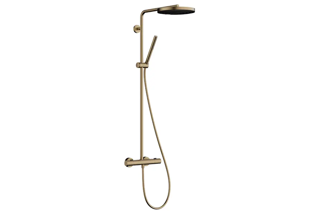 Душова система з термостатом Hansgrohe Pulsify S Puro Showerpipe 260 1jet EcoSmart brushed bronze 24223140