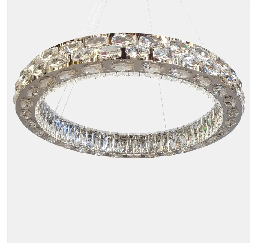 Світлодіодна люстра підвісна Artlight 8220-600CH з круглим кришталевим корпусом в кольорі хром, 89W - фото 6