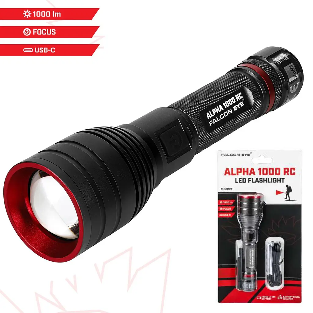 Ліхтар тактичний Falcon Eye Alpha 1000 RC (1000 Lm) Focus Rechargeable Type-C (FHH0122) - фото 2