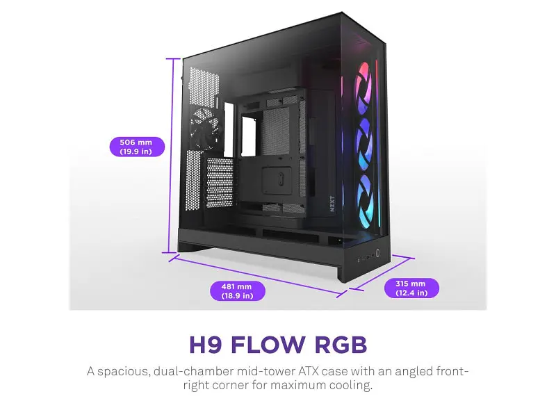 Корпус NZXT H9 Flow RGB Black (CM-H92FB-R1) - фото 2