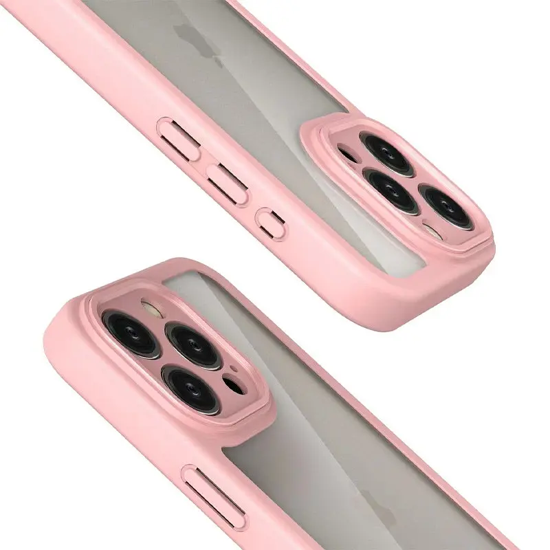 TPU чохол Transparent + Colour 1,5mm для Apple iPhone 13 Pro Max (6.7) Pink - фото 2