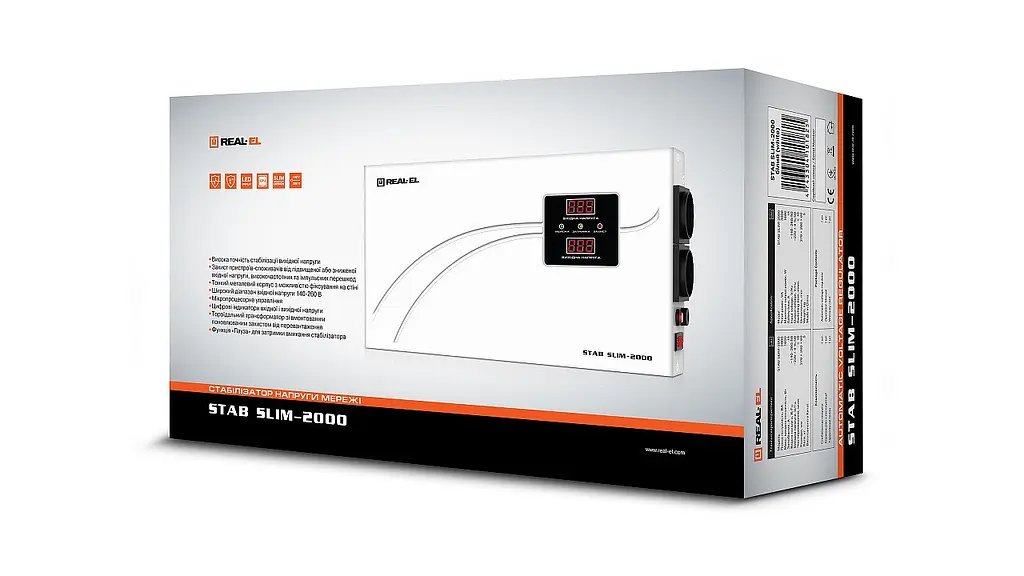 Стабілізатор REAL-EL Stab Slim-1000 Білий - фото 6