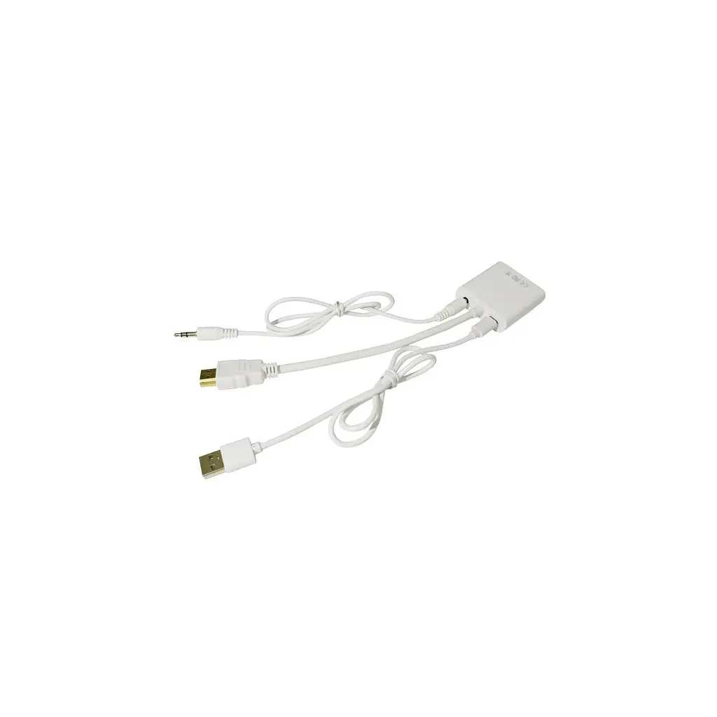 Переходник HDMI M to VGA F (с кабелями аудио и питания от USB) ST-Lab (U-990 white) - фото 5