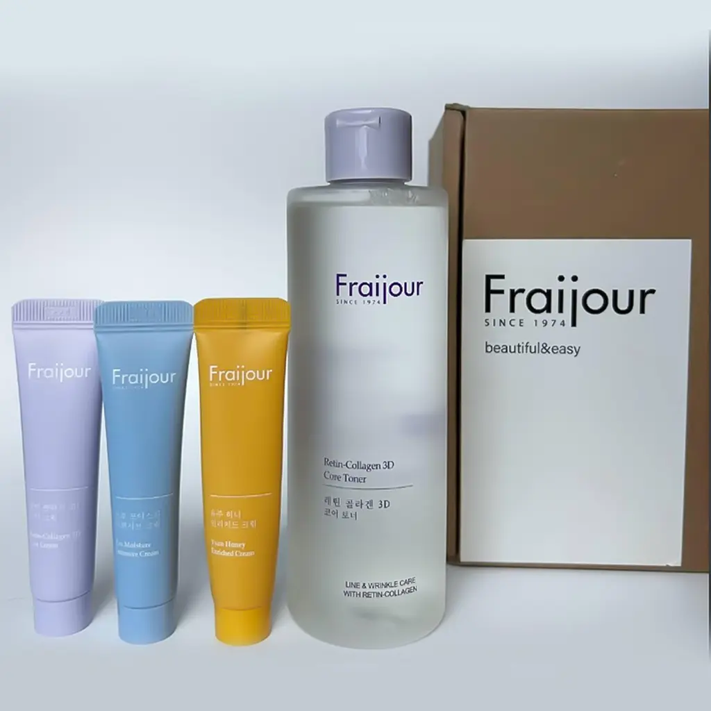 Набір зволоження та ліфтинг з ретинолом та пробіотиками Retin-Collagen 3D Core&Yuzu & Heartleaf toner Fraijour 250 мл cream 3х10мл - фото 2