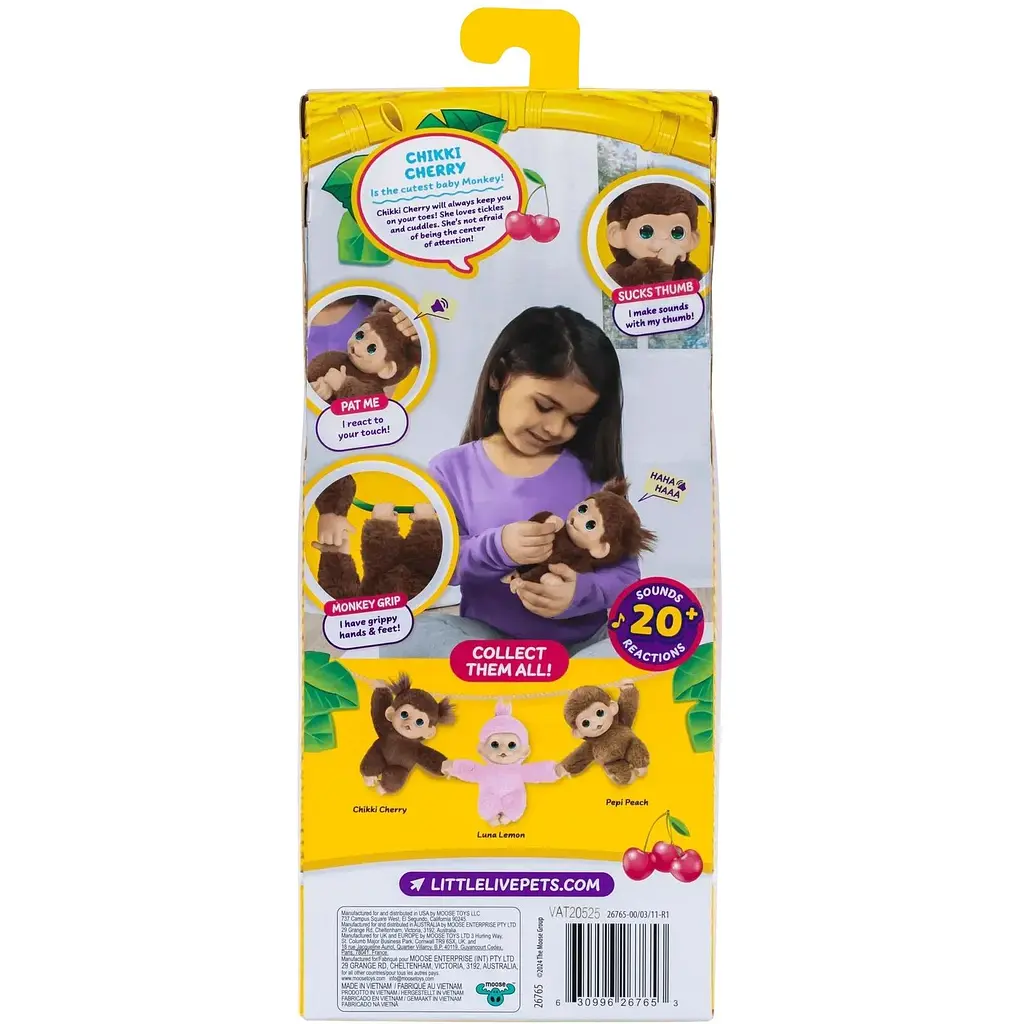 Интерактивная игрушка Moose Little Live Pets Обезьянка Чики Черри коричневая (26765) - фото 7