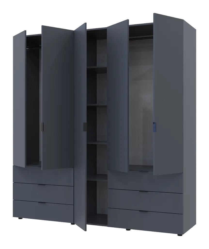 Шафа для одягу Doros Гелар розпашна комплект 2+3 ДСП 193,7х49,5х203,4 Графіт (42002132) - фото 2