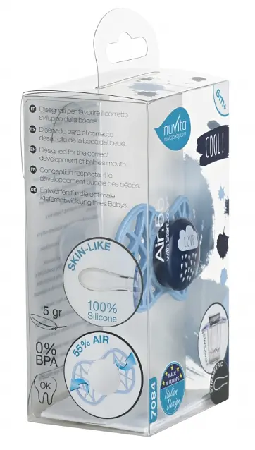 Силиконовая симметричная пустышка Nuvita Air55 Cool Love, 6-12 мес., темно-синий (NV7085CB) - фото 4