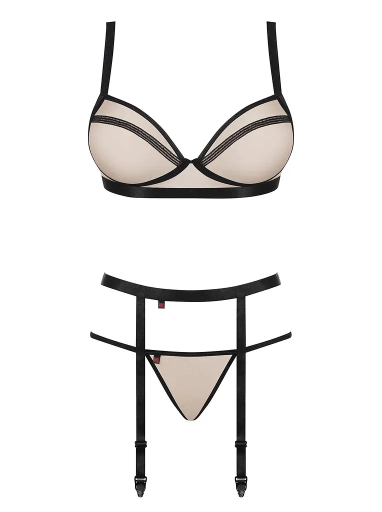 Комплект білизни Obsessive Nudelia L/XL тілесний - фото 5