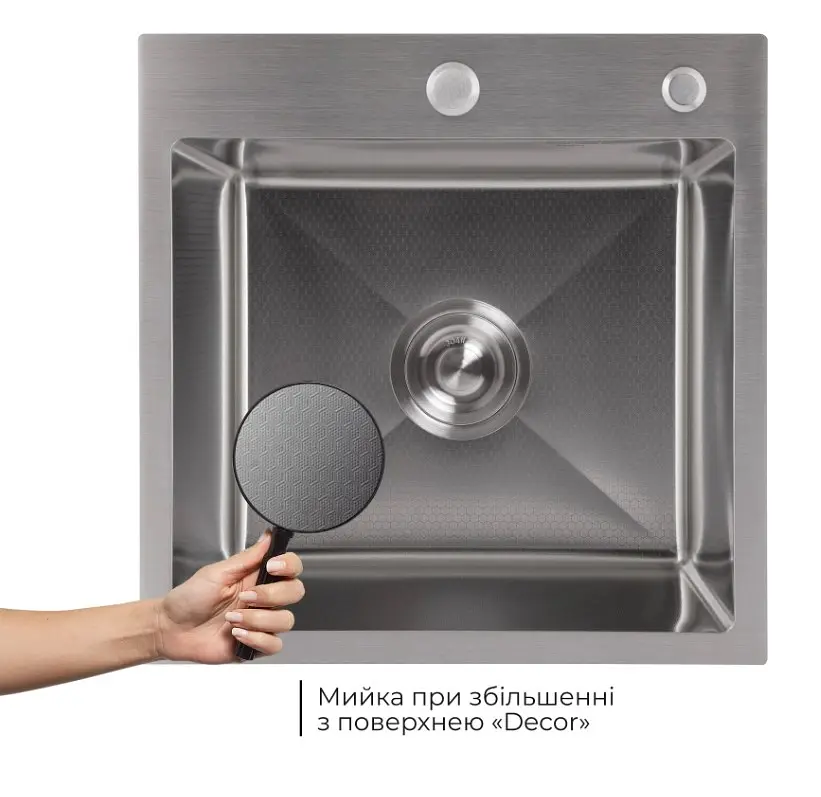 Мийка для кухні інтегрована Lidz Handmade H4545H Decor Honeycomb 2,5/0,5 мм LDH4545HDEC49437 - фото 2