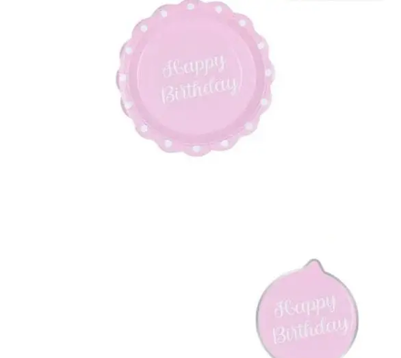 Тарілки 7″ "Happy Birthday" рожеві 8 шт