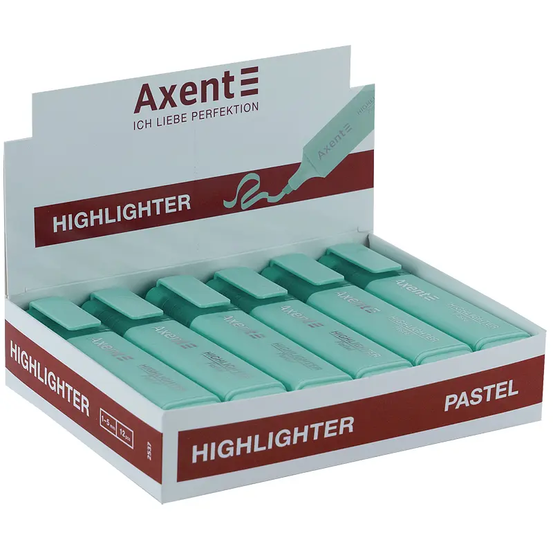 Набор маркеров Axent Highlighter 2537-A 1-5 мм клиновидный 12 шт. пастель бирюзовый (2537-09-A) - фото 2