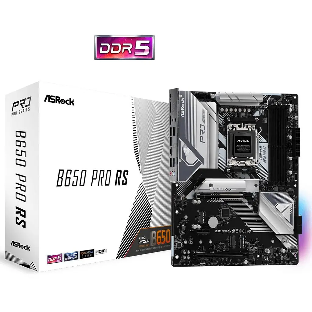 Материнская плата ASRock B650 PRO RS (AM5/B650, 4*DDR5, 3xPCIex16, HDMI/DP, 4xSATA, 3xM.2, 2.5GLan, 7.1ch, ATX) - фото 5