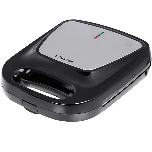 Мультимейкер Liberton LSM-5107, Black/Silver, 1400W, 4в1 гриль, трикутні сендвічі 4шт, бельгійські вафлі 2шт, горішки 12шт, антипригарне покриття, індикатор живлення та готовності, автоматичний контроль температури