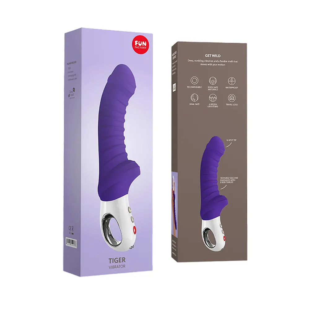 Вібратор для точки G Fun Factory TIGER violet, ребристий, підходить для анальної стимуляції - фото 7