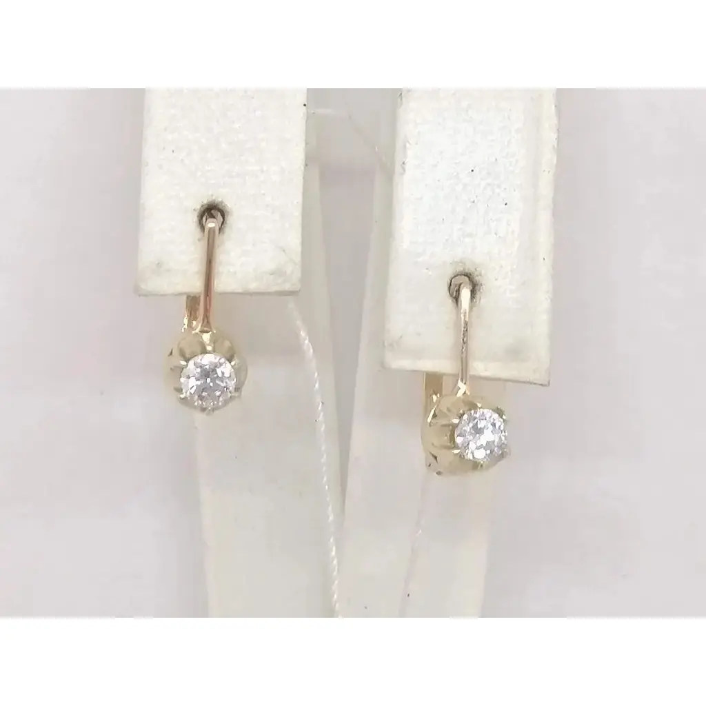 Золотые серьги Столичная Ювелирная Фабрика с фианитами. 105233 - фото 3