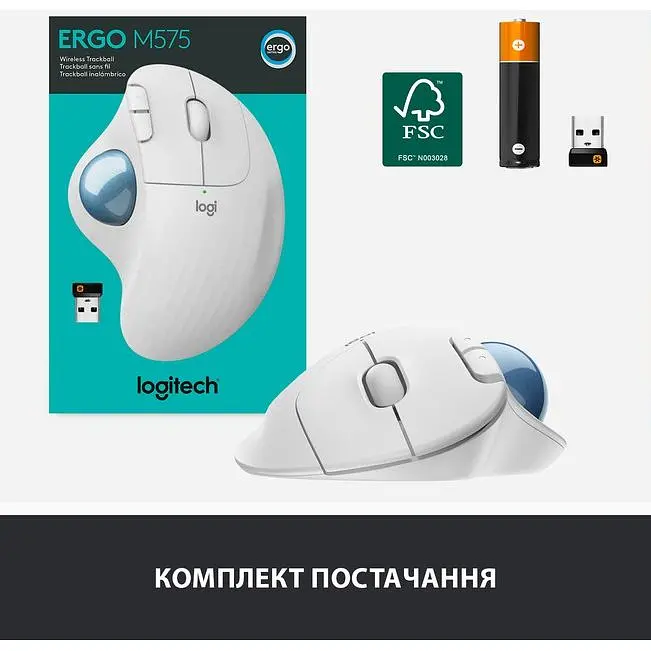 Миша комп'ютерна Logitech Ergo M575 Bluetooth Offwhite (910-005870, 910-005981) - фото 2
