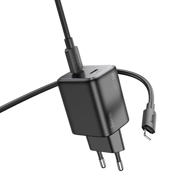 СЗУ Hoco N42 Elogiado PD45W (2USB-C) + кабель Type-C to Lightning - фото 3