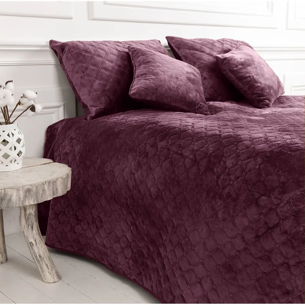 Покривало ТЕП Velour ромб круглий 210х150 см бордове (4-00515_22868) - фото 5