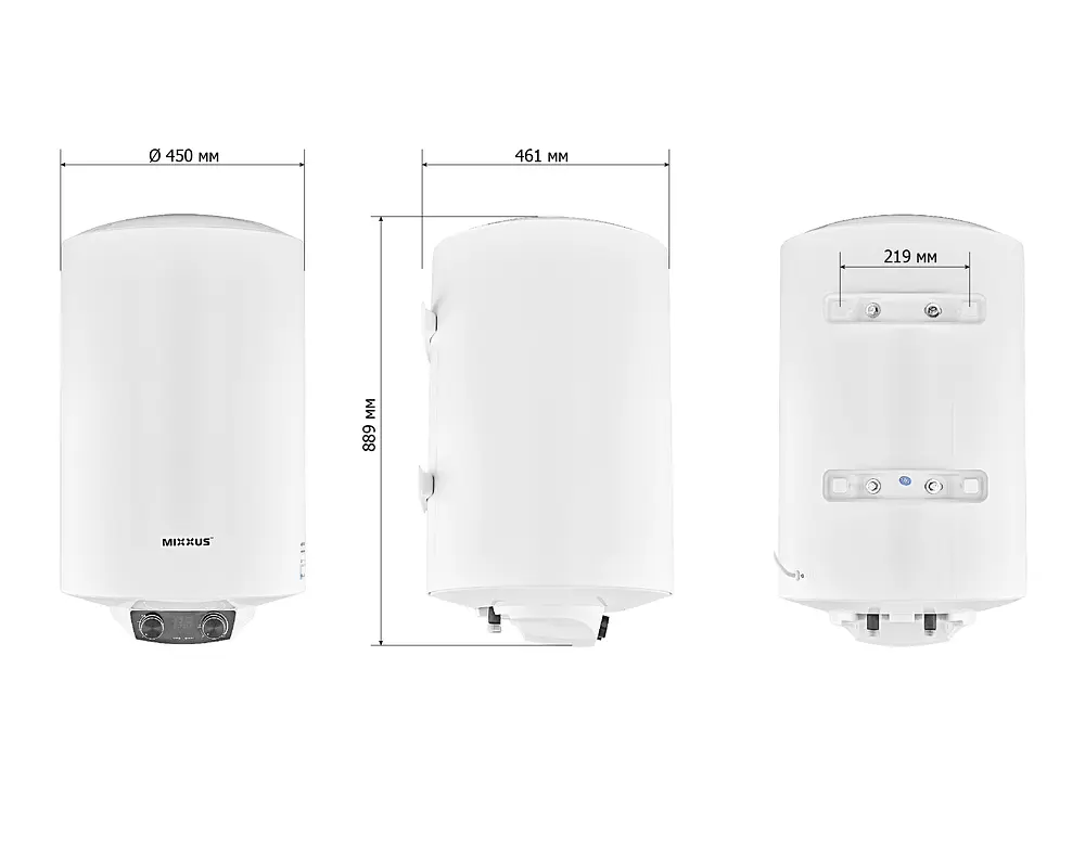Водонагрівач "Циліндр" Mixxus EWH-08100 Round Dry накопичувальний 100 л сухий тен 2 kW WH0610 - фото 3