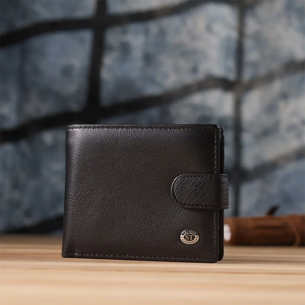 Класичний чоловічий гаманець горизонтальний з натуральної шкіри ST Leather 11.5х9.5х3 см acs0029626 - фото 9
