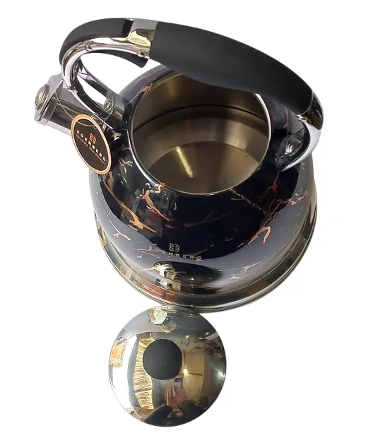 Чайник Edenberg из нержавеющей стали со свистком черный мармор 3 л (EB-8868) - фото 3