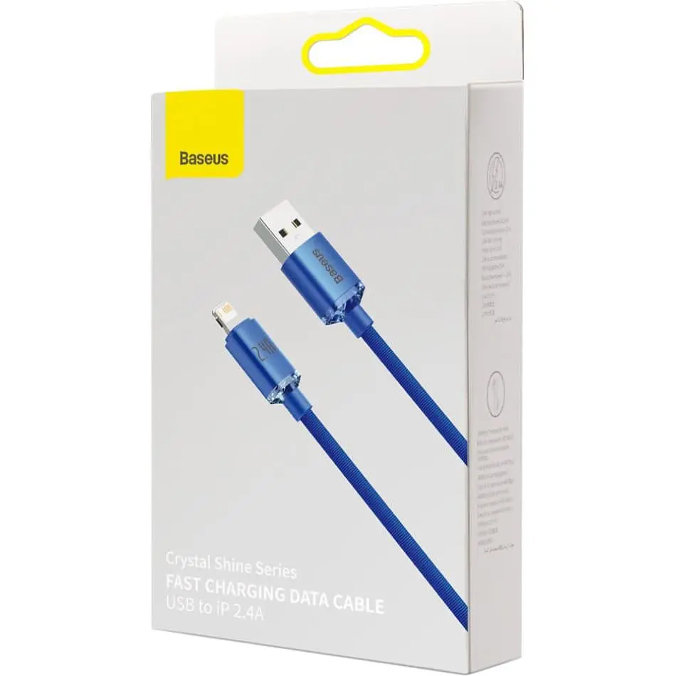 Кабель Baseus Crystal Shine Series Lightning 2.4A (1.2m) blue (CAJY000003) - фото 4