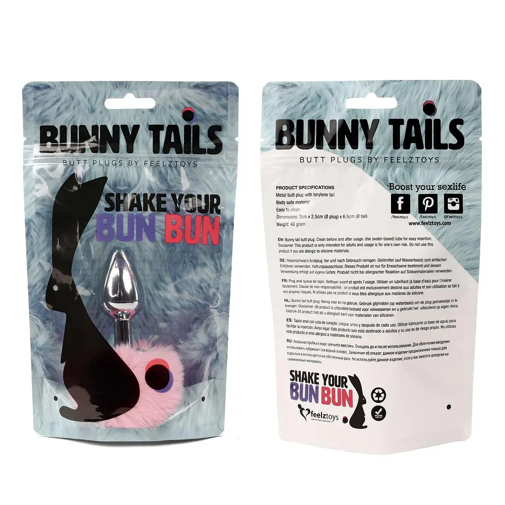 Анальна пробка FeelzToys - Bunny Tails Butt Plug Pink - фото 3