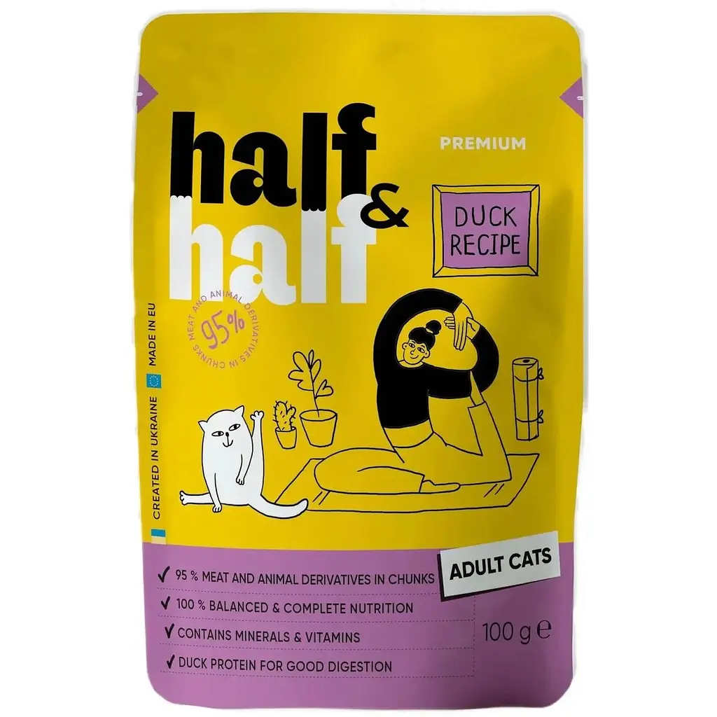 Набір вологого корму для дорослих котів Half & Half шматочки у соусі Мікс 22 шт x 100 г - фото 3