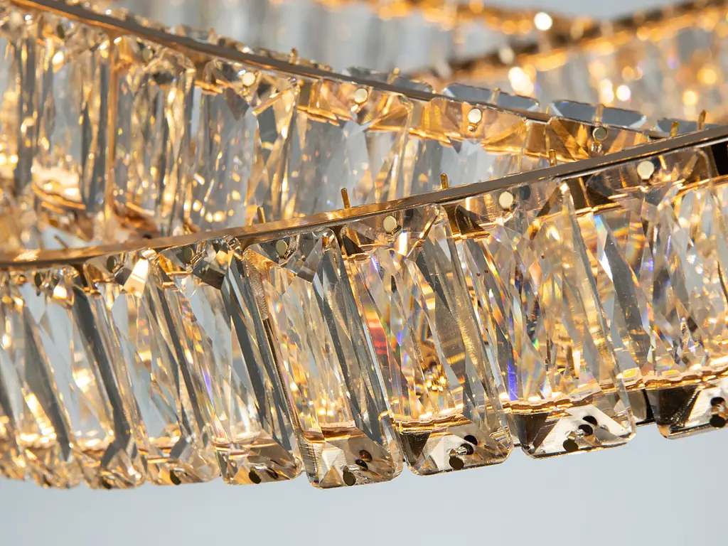 Люстра підвісна LED Diasha D8875/600G, золото, кришталеві кільця, Ø60 см, 92 W, пульт - фото 6