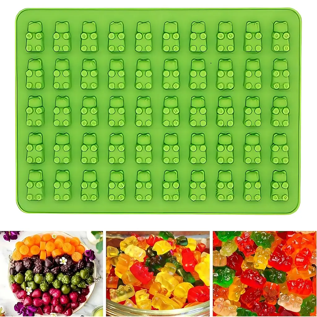 Силіконова форма для желейних цукерок "Міні Ведмедики Gummy Bears" 19х13.7 см, Kitchen Master Салатовий 87333 - фото 2
