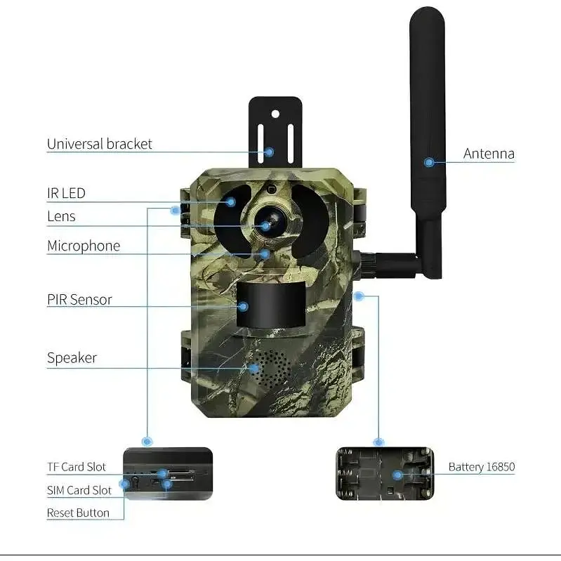 Камера для полювання Mosquitall на сонячній батареї A8S 4G, датчик руху, камуфляж - фото 7