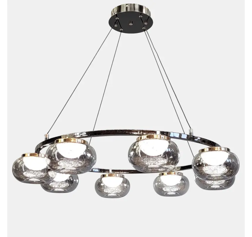 Світлодіодна люстра підвісна Artlight LQ7125-8 з вісьма графітовими плафонами, 50W - фото 4