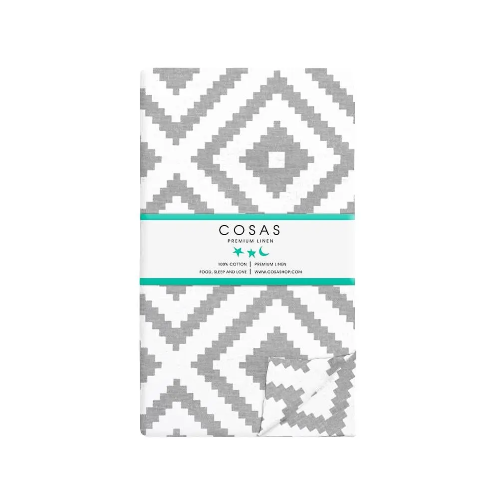 Комплект постільної білизни Cosas євро з простирадлом на резинці ORNAMENT CS3 200 x 220 см (OrnamentGrey_El-White_200) - фото 5