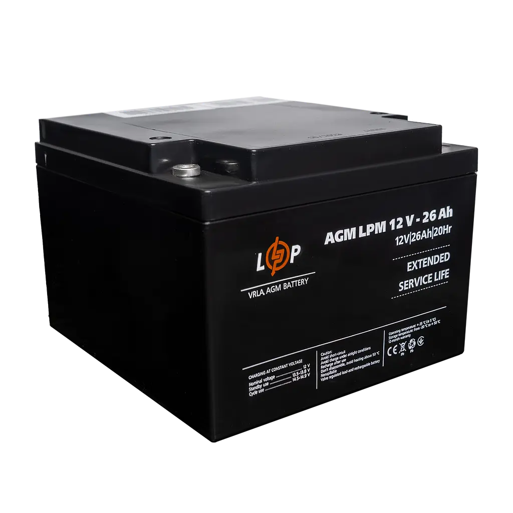 Аккумулятор AGM LPM 12V - 26 Ah під болт М5 - фото 4