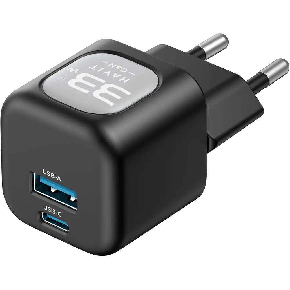 Зарядний пристрій Havit HV-UC230 GaN 33W USB-A+USB-C black (HV-UC230) - фото 4