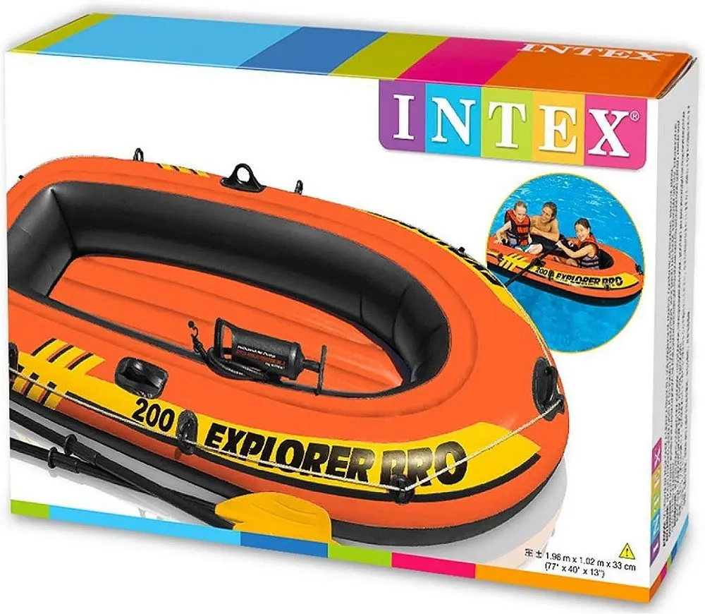 Двомісний надувний човен Intex Explorer Pro 200 196×102×33 см, човен для риболовлі та відпочинку з веслами і насосом - фото 8