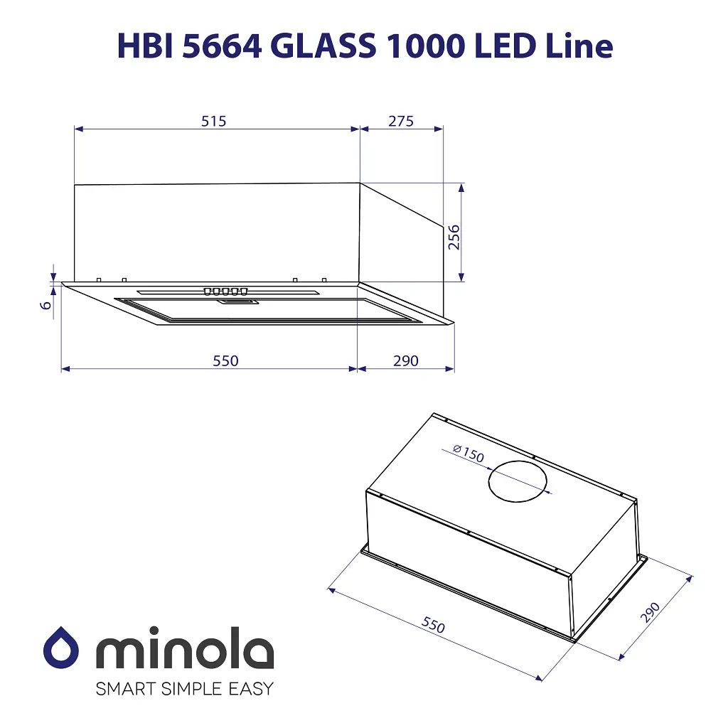 Вытяжка полновстраиваемая Minola HBI 5664 WH GLASS 1000 LED Line - фото 10