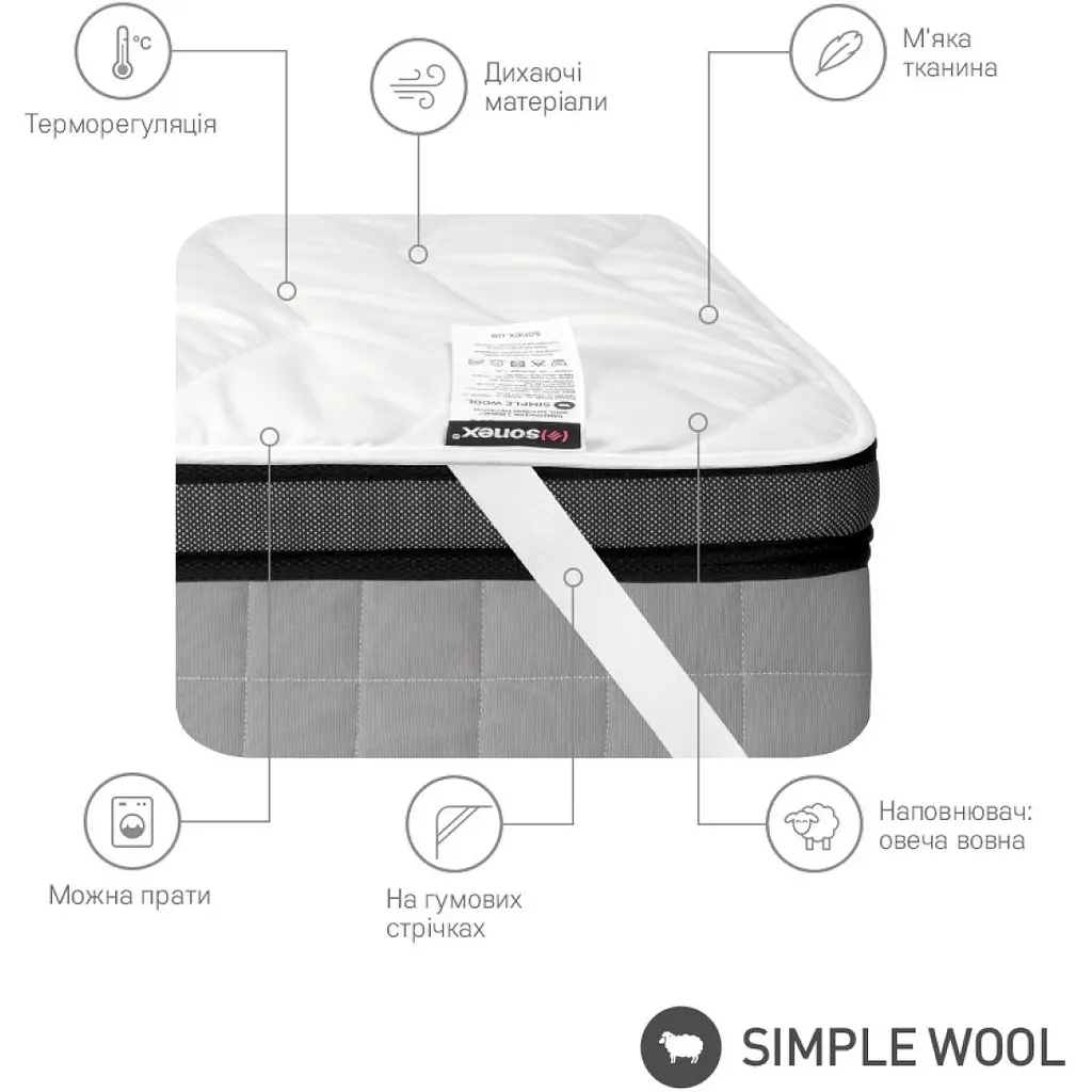 Уцінка. Наматрацник Sonex Simple Wool 200х200 см (SO102385) - фото 5